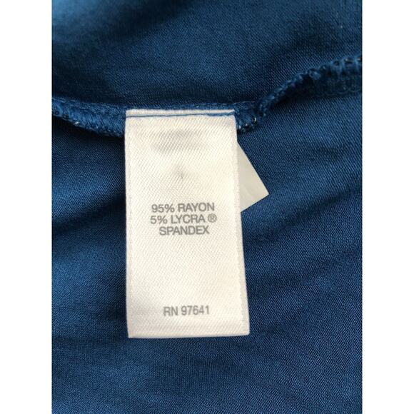 J.Jill Wearever Collection Blue Floral Shirt Size Medium Women's Short Sleeve - Picture 8 of 9